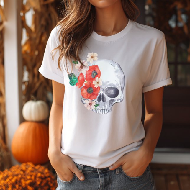Camiseta Boho Floral Skull T-Shirt (Sugar Skull Shirt)