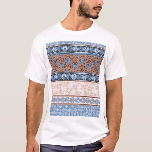 Camiseta Boho Floral Stripes: Coleção Étnica Sem Costura (Frente)