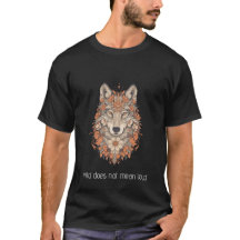 Boho Floral Wolf Psychedelic Art T-Shirt 