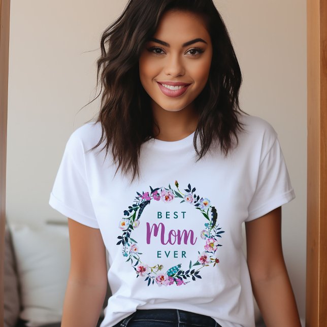 Camiseta Boho Floral Wreath Melhor Mãe (Criador carregado)