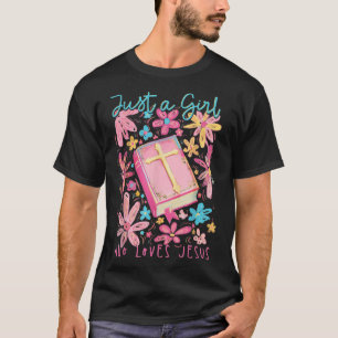 Camiseta Boho Flower Apenas Uma Menina Que Ama Jesus Religi