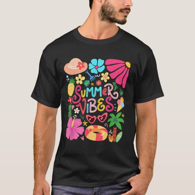 Camiseta Boho Flower Hello Summer Vibes Funny Beach Life Me (Frente)