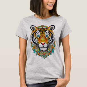 Camiseta Boho Hippie Floral Ano do Tigre Arte