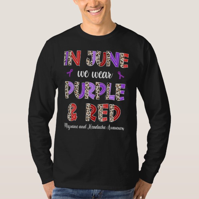 Camiseta Boho Leopard Junho Visto Vermelho Roxo Enxaqueca e (Frente)