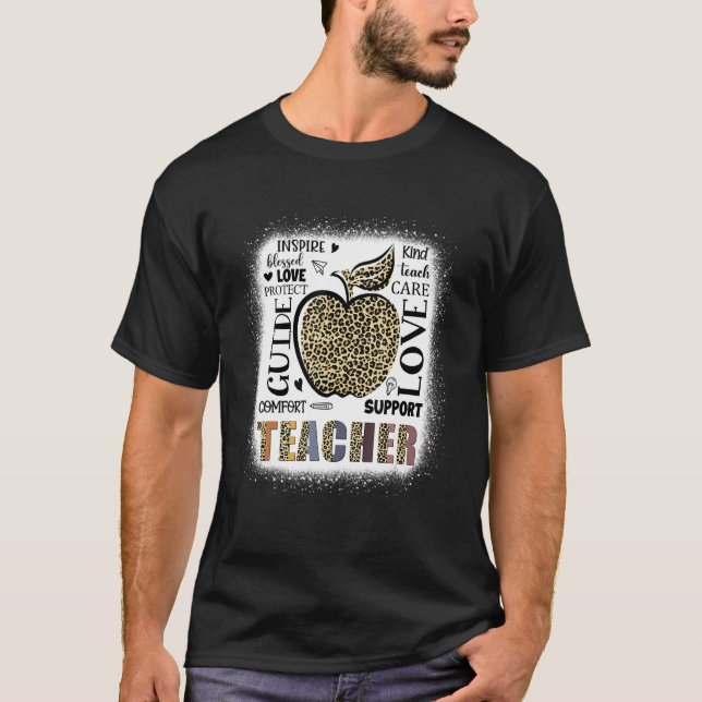 Camiseta Boho Leopardo Maçã Professora Bem-vinda de Volta à (Frente)