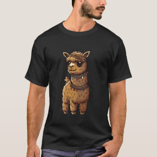 Camiseta Boho Lhama Alpaca Fofo Espírito do Festival Andino