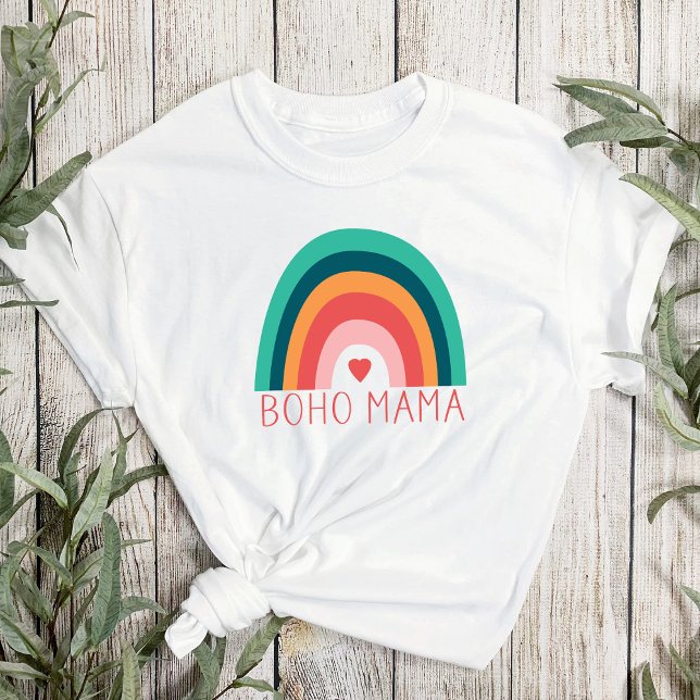 Camiseta Boho Mama Arco-íris Moderno Cores Brilhantes Tendê (Criador carregado)
