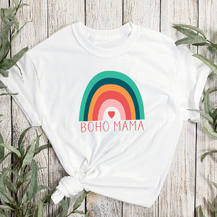 Camiseta Boho Mama Rainbow Modern Bright Colors Trendência