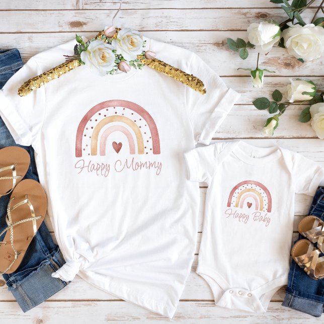 Camiseta Boho Mamãe Feliz Arco-Íris (Criador carregado)