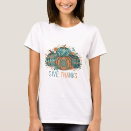 Camiseta Boho Mandala Pumpkins Give Thanks Thanksgiving