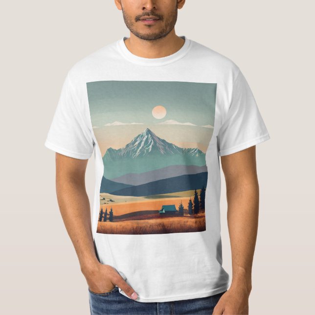 Camiseta "Boho Minimalista Mountain Vibes Tee" (Frente)