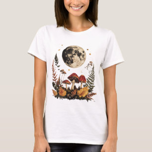 Camiseta Boho Moon e Cogumelos