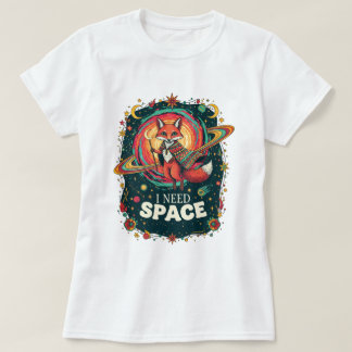Camiseta Boho Multicolor Cosmic Fox I Need Space Retro