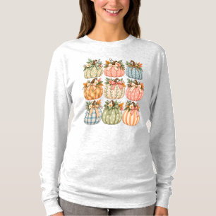 Camiseta Boho Pastel Abóbora Floral Cottagecore Outono