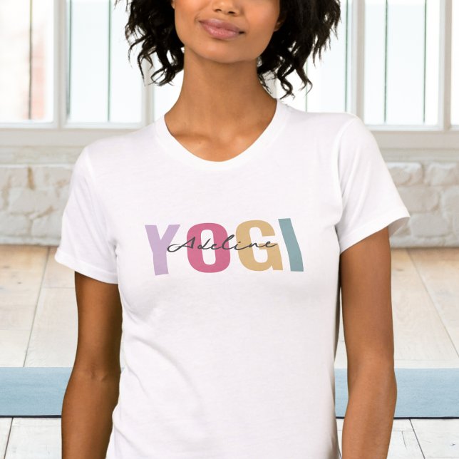 Camiseta Boho Pastel Color Yogi Com Nome (Criador carregado)
