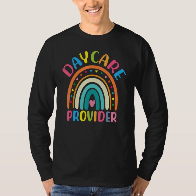 Camiseta Boho Rainbow Daycare Provider Apreciação do Profes (Frente)