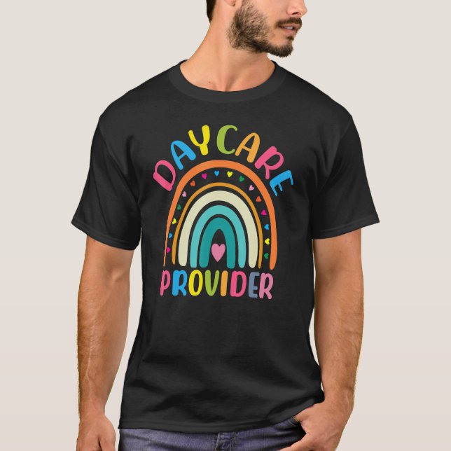 Camiseta Boho Rainbow Daycare Provider Apreciação do Profes (Frente)