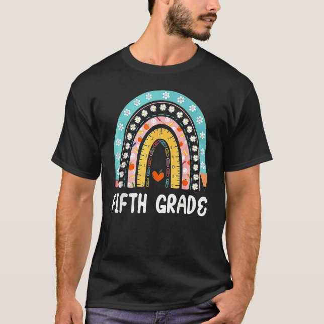 Camiseta Boho Rainbow Fifth Grade Student Teacher Back To S (Frente)