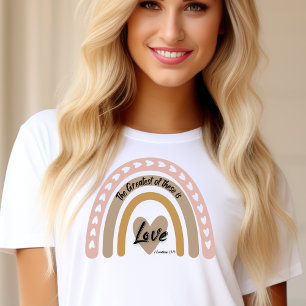 Camiseta Boho Rainbow Heart Bíblia Verse