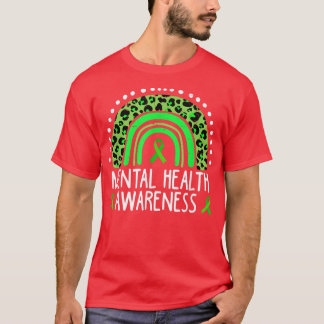 Camiseta Boho Rainbow I Wear Green For Mental Health Awaren