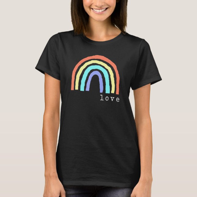 Camiseta Boho Rainbow Love Letters Pride Lbgtqia 1 (Frente)