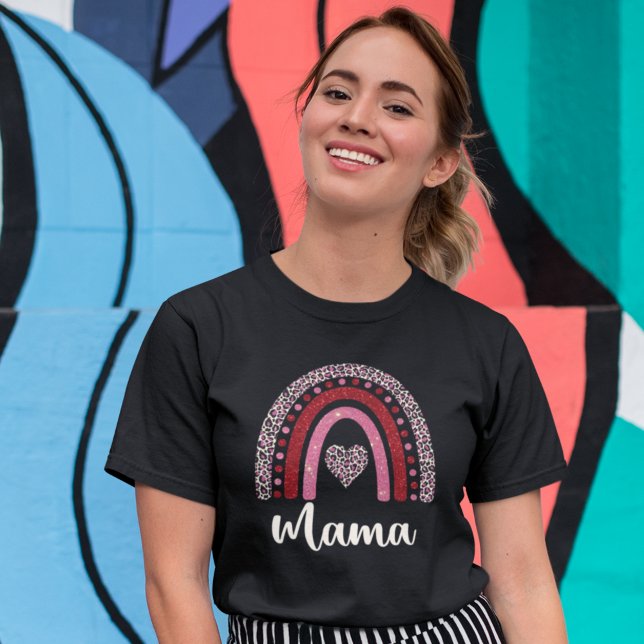 Camiseta Boho Rainbow Mama Shirt, Pink Tones (Criador carregado)