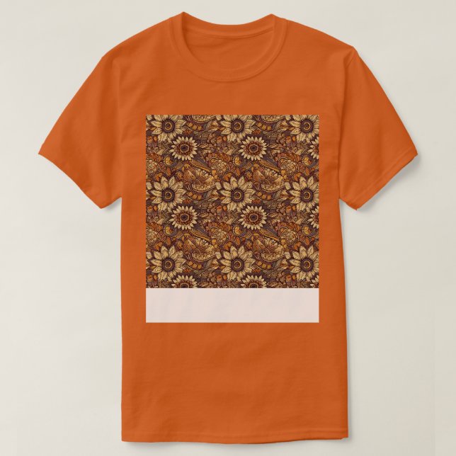 Camiseta Boho Seamless Pattern Bohemian Hippie Gypsy Flower (Frente do Design)