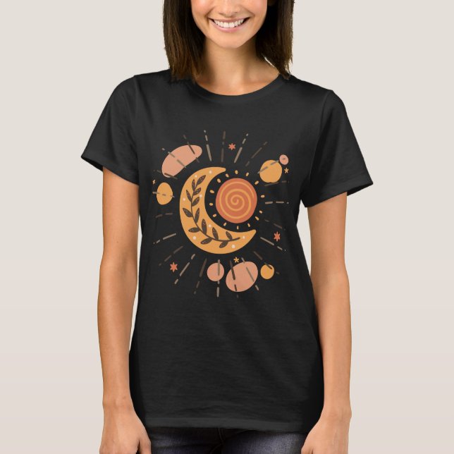 Camiseta Boho Sun e Moon Celestial Esoterial (Frente)