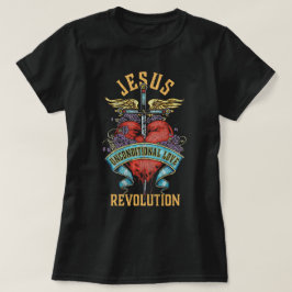 Camiseta Boho Sword Wings Coração Revolução de Jesus Cristã