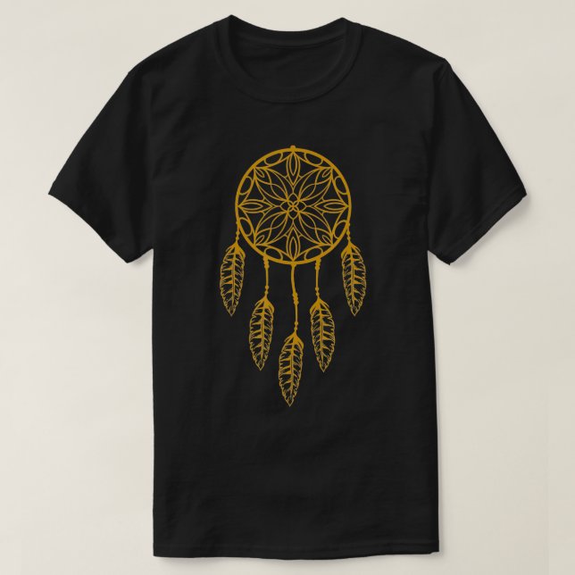 Camiseta Boho Tribal Native Feather Dreamcatcher (Frente do Design)