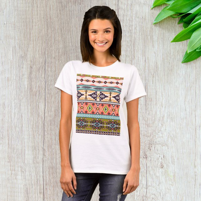 Camiseta Boho Tribal - Padrão Geométrico Sudoeste Aztec (Criador carregado)