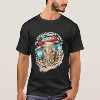 Camiseta BOHO VACA Estampa de Vaca Leopardo Serape Impressã
