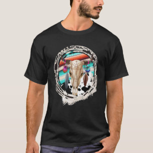 Camiseta BOHO VACA Estampa de Vaca Leopardo Serape Impressã