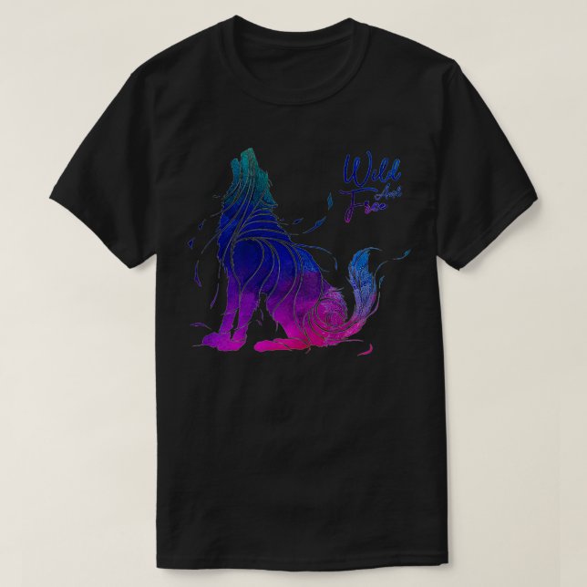 Camiseta Boho Wild E Free Watercolor Wolf Men Wom (Frente do Design)