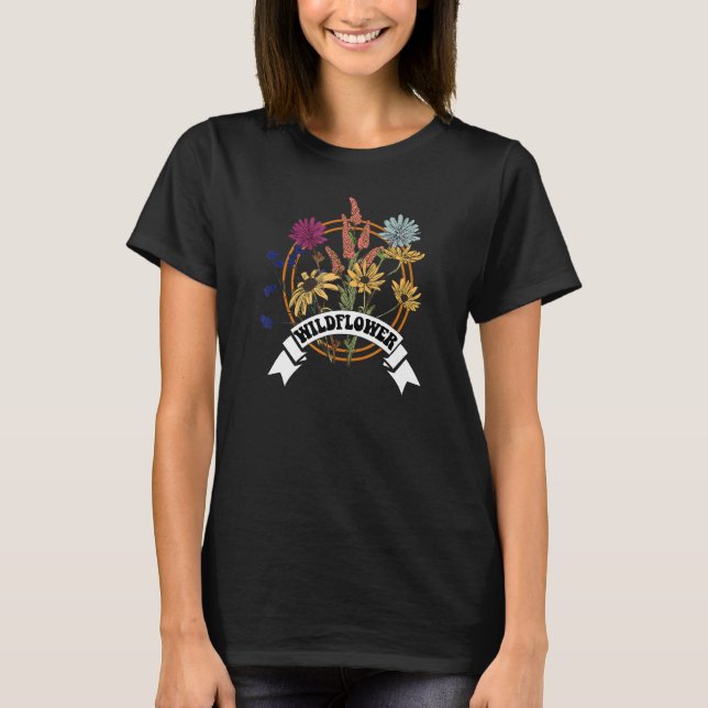 Camiseta Boho Wild Flowers Retro Cores E Design (Frente)
