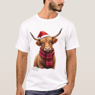 Camiseta Boho Xmas Christmas Highland Cow T-Shirt (1).png