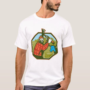 Camiseta Boi do azul do machado do lenhador de Paul Bunyan