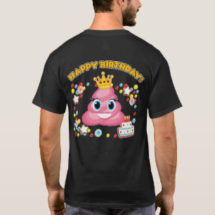 Camiseta Boi Rosa Emoji Feliz Aniversário Raparigas