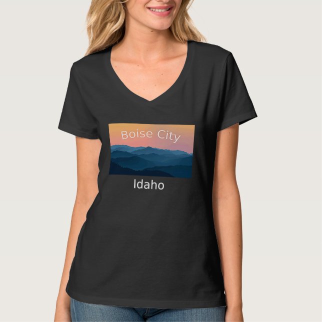 Camiseta Boise City Idaho Mountain sunset hometown (Frente)