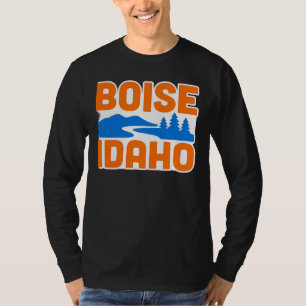 Camiseta Boise Idaho   Bold River, Mountain & Pine Tree