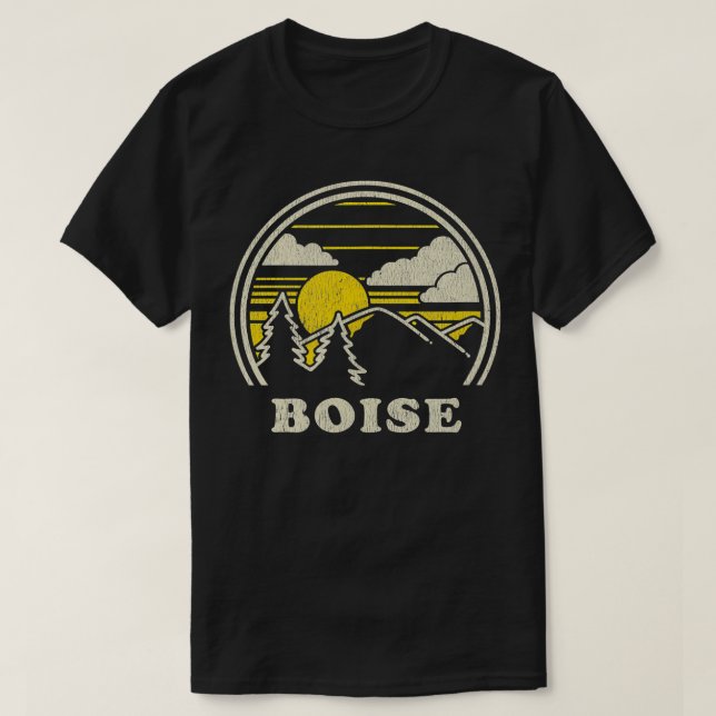Camiseta Boise Idaho ID  Vintage Hiking Mountains  (Frente do Design)