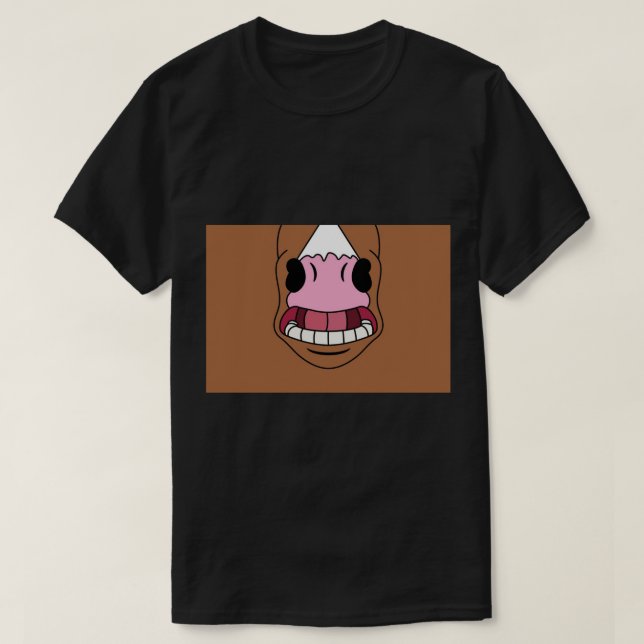 Camiseta Bojack Horseman. Boca de Cavalo de Cartoon. Máscar (Frente do Design)