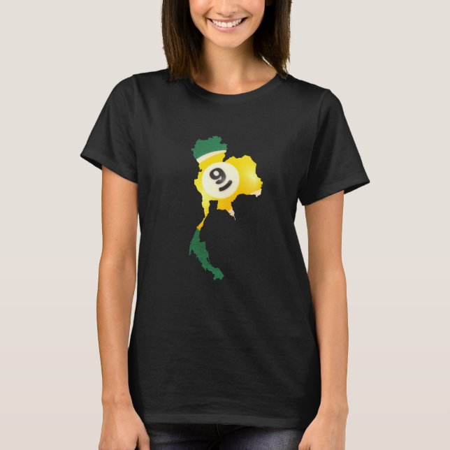 Camiseta Bola 9 sortuda em forma da Tailândia (Frente)