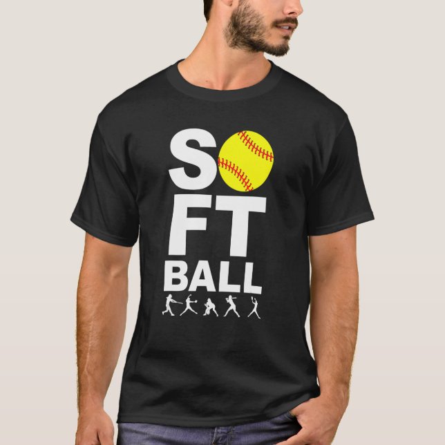 Camiseta Bola Amarela de SOFTBALL com Bateria, Ponta (Frente)