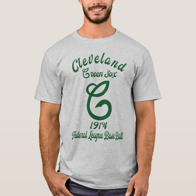 Camiseta Bola Base da Liga Federal dos Sox Verde Cleveland  (Frente)
