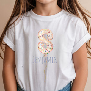 Camiseta Bola de Aniversário de 8 Anos Festa de Aniversário