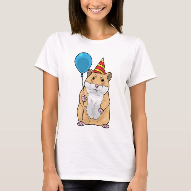 Camiseta Bola de Aniversário de Hamster (Frente)