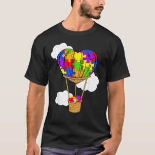 Camiseta Bola de Ar Quente Puzzle Coração Fofo Conscientiza