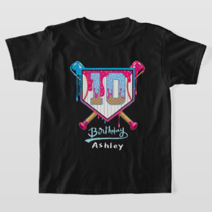 Camiseta Bola de Base 10º Aniversário Sorvete Gotejamento 1