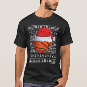 Camiseta Bola de Basquete Santa Hat Festa de Natal, San